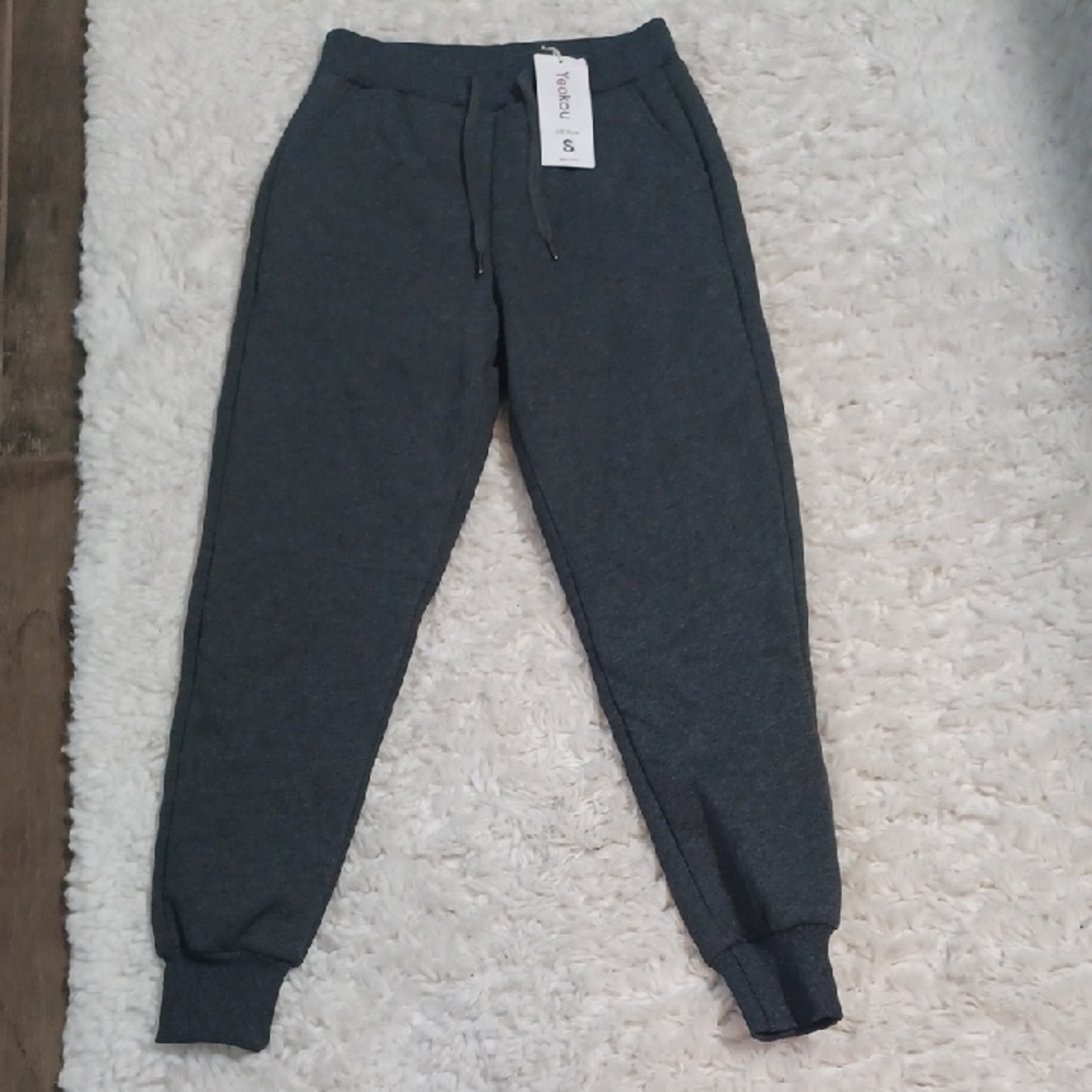New Yeokou Women's Dark Gray Jogger Pants Fleece Inside